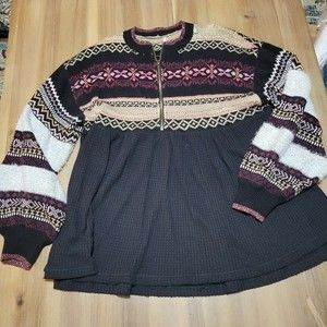 Free People Sweater size Large multi colored  1/4 zip